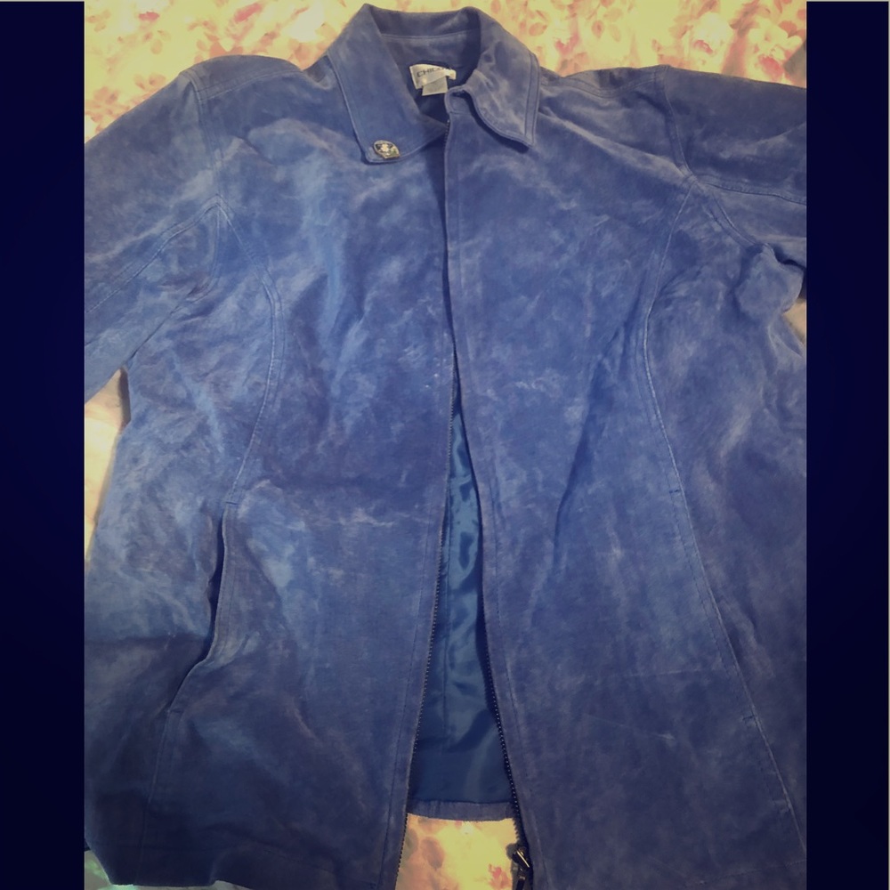 Cute and vintage blue suede jacket